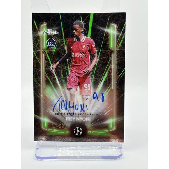 2024-25 Topps Chrome UEFA Trey Nyoni Rookie Green Black Lazer Auto 69/99 SP RC